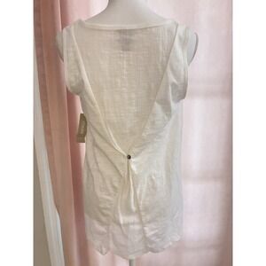Chicos Size 0 White Gathered Back Knit Tank Top small or 4